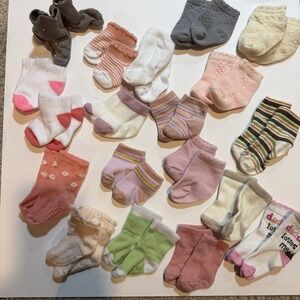 Infant Girls Sock Lot 19  Pairs, Baby Sock, Newborn, Infant